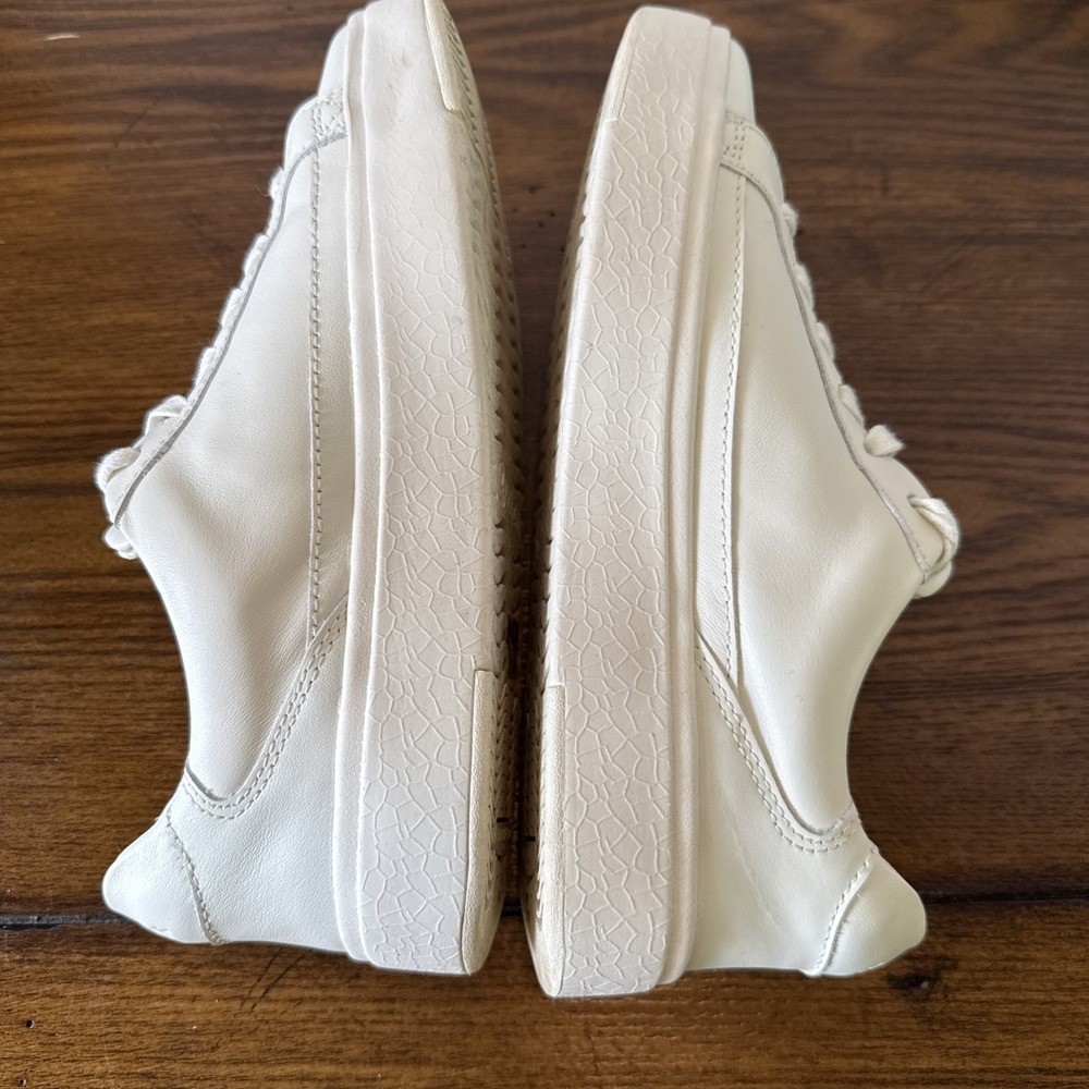Kizik Womens Vegas Floral Sneaker Size 7 Cream Leather Hands Free Slip On Shoe - Picture 7 of 9